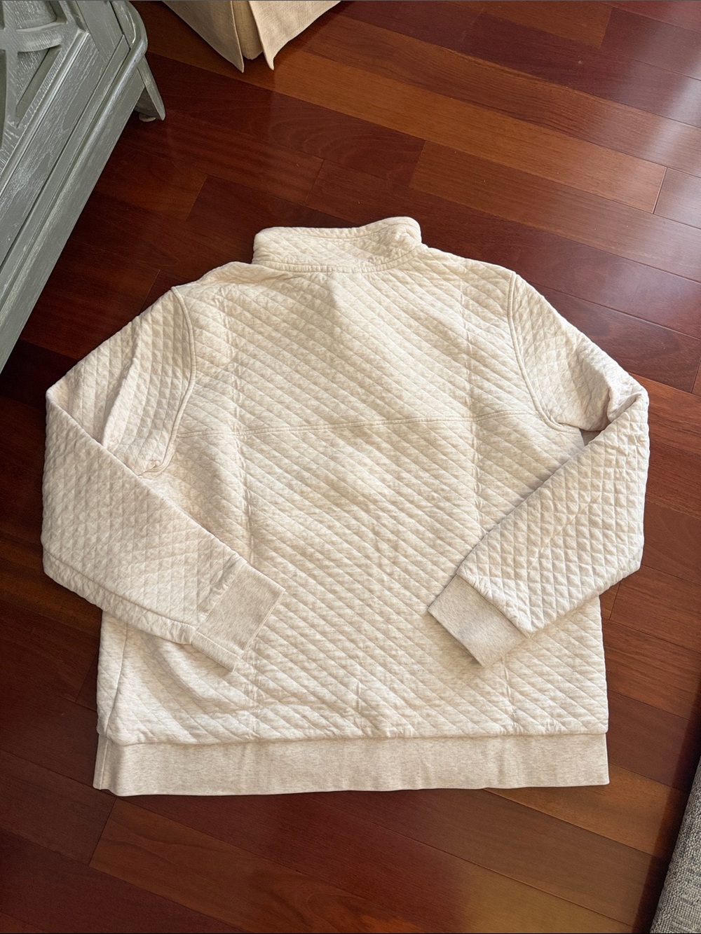 Patagonia Cream Quilted Zip-Style Pullover with Brown Trim - Picture 5 of 7